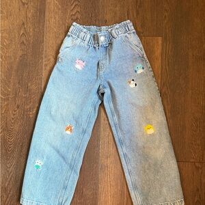 H&M Light Blue Kids Jeans with Fun Patches Sz 7